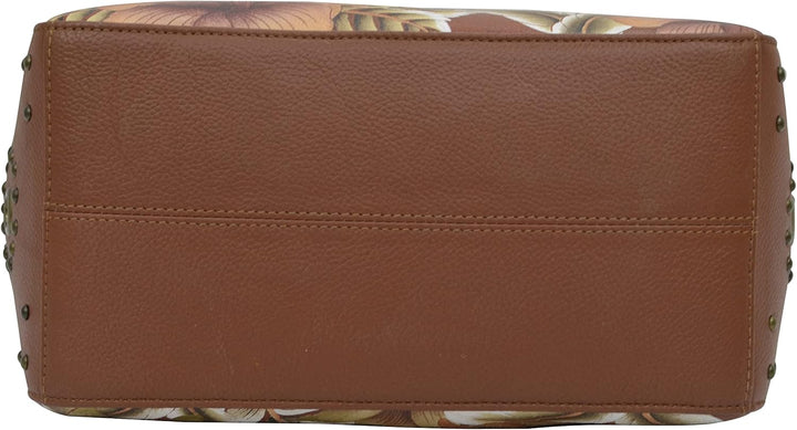 Anuschka Klassische Handbemalte Hobo Tasche aus echtem Leder mit beschlagenen Seitenfächern Cleopatr