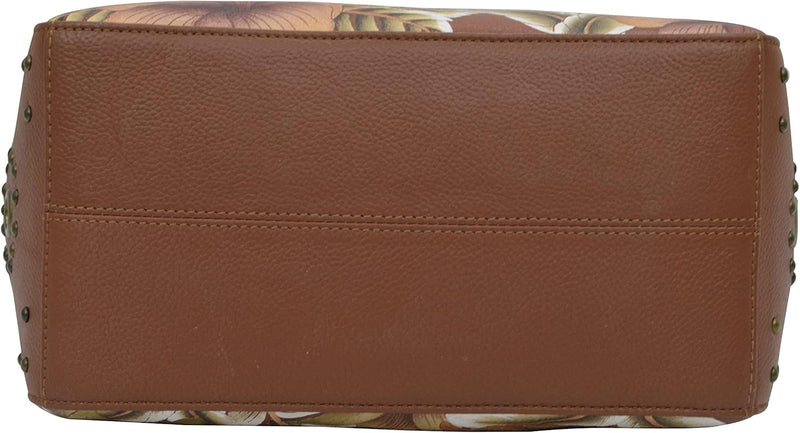 Anuschka Klassische Handbemalte Hobo Tasche aus echtem Leder mit beschlagenen Seitenfächern Cleopatr