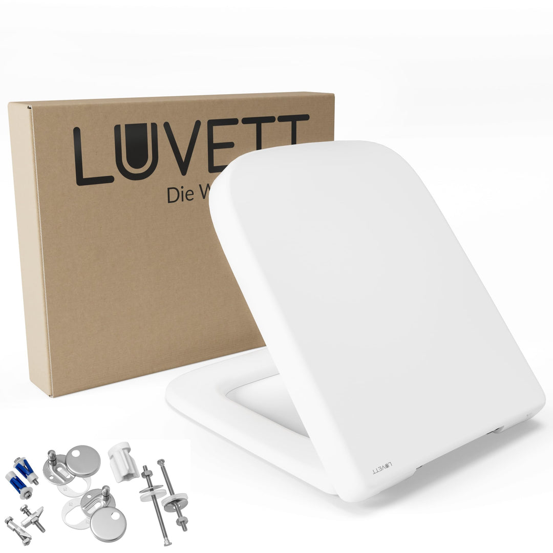 LUVETT® WC-Sitz inkl. 3 Edelstahl Montagelösungen & Absenkautomatik Softclose, Made in EU, antibakte