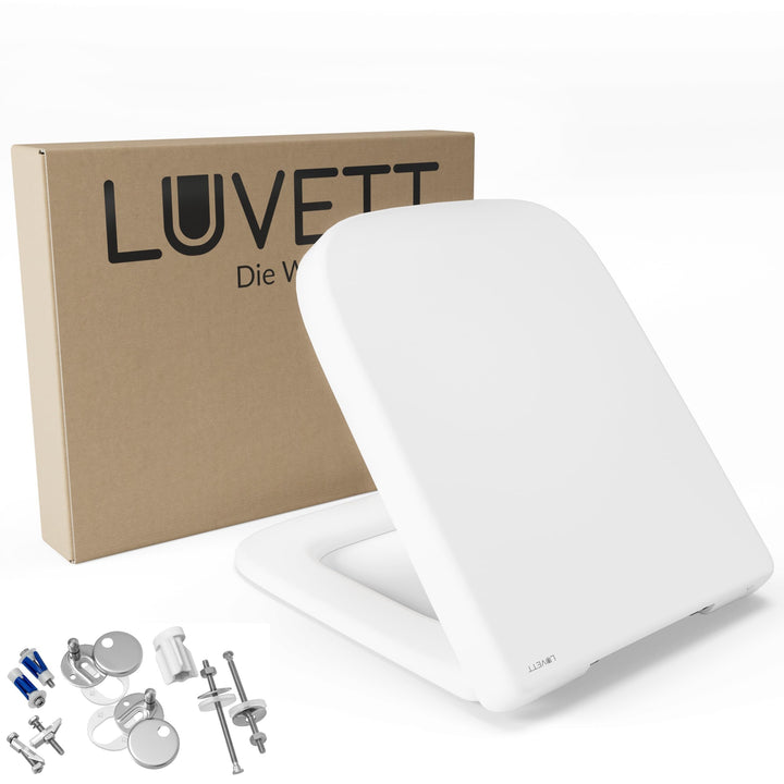 LUVETT® WC-Sitz inkl. 3 Edelstahl Montagelösungen & Absenkautomatik Softclose, Made in EU, antibakte