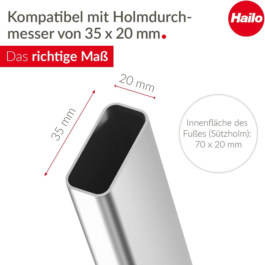 Hailo Leiter-Fuss-Set - Ersatzfüsse für Hailo Trittleitern wie K10, K20, K30, K40 BasicLine und K70