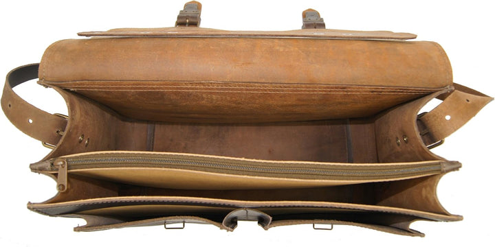 Freiherr von Maltzahn Aktentasche 8086-12, 42 cm, braun, Bio-Leder, Made in Germany + Lederpflege