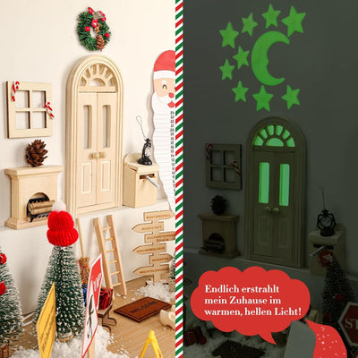 WILDPARTY 75Pcs Wichteltür Set mit Wichtelbriefe Wichtel Zubehör Weihnachten Wichtelhaus Im Dunkeln