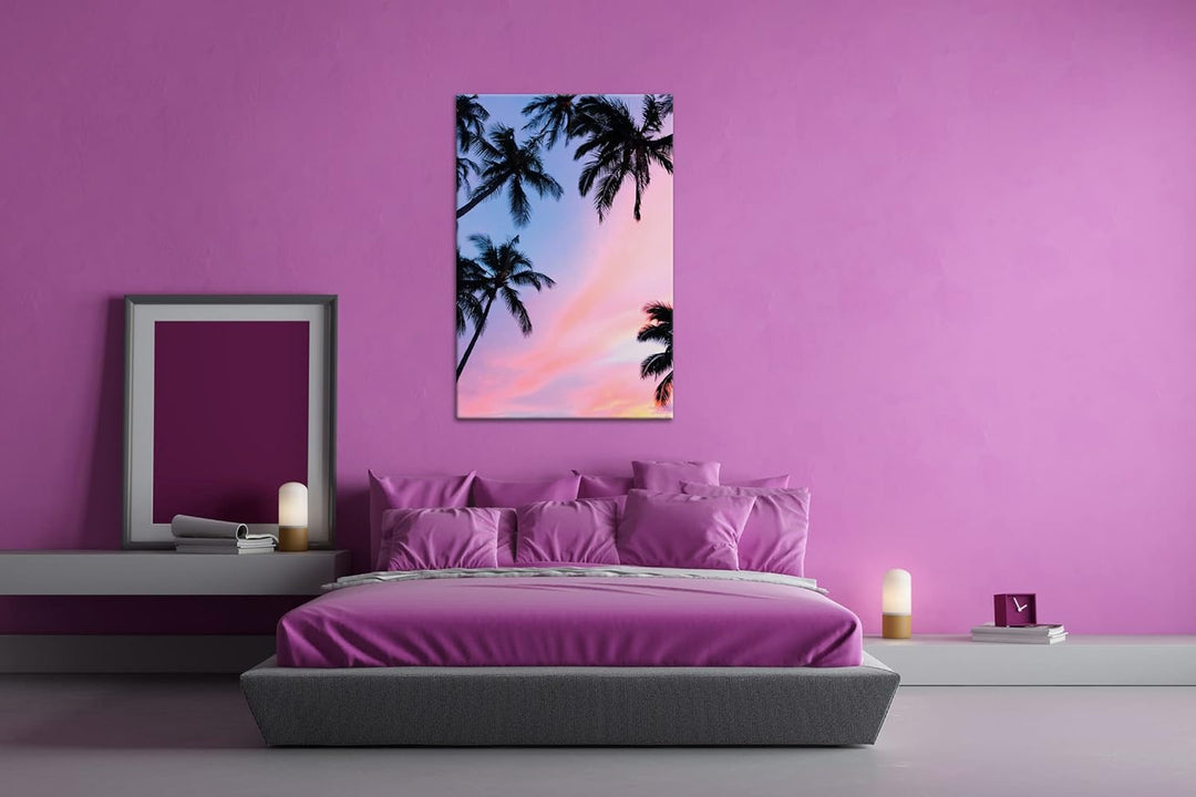 der Himmel voller Palmen Format: 120x80 als Leinwandbild, Motiv fertig gerahmt auf Echtholzrahmen, H