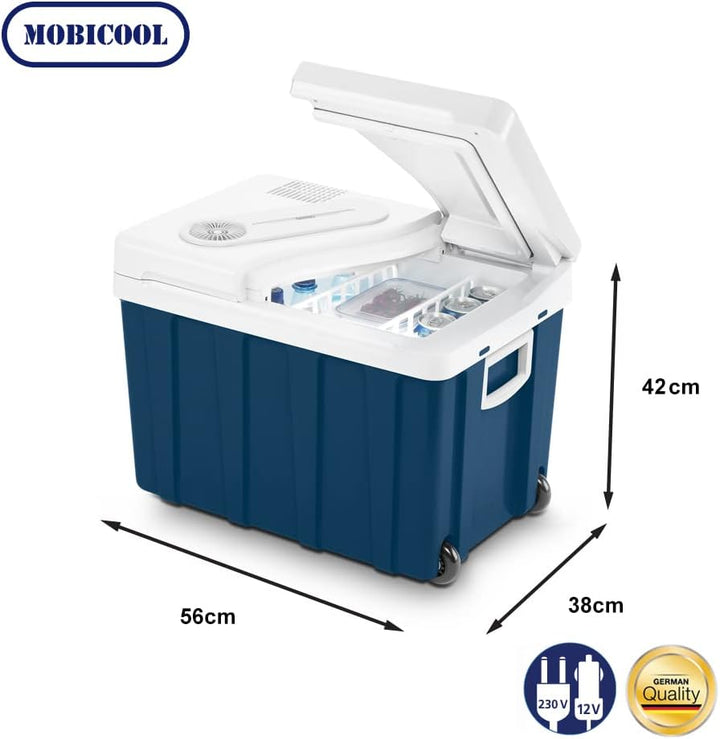 Mobicool MQ40W AC/DC - tragbare elektrische Kühlbox mit Rollen, 39 Liter, 12 V und 230 V für Auto, L