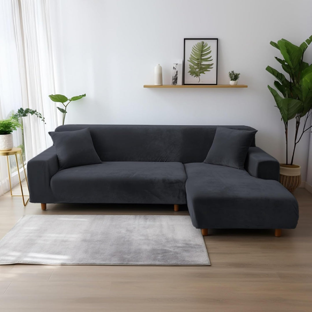 NAKIHOUSE Dicke Samt Sofa Überwürfe Sofabezug mit einem Kissenbezug, Superweicher Elastische Sofa Ab
