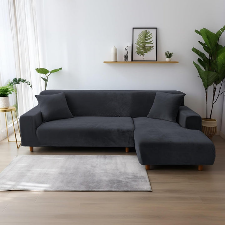 NAKIHOUSE Dicke Samt Sofa Überwürfe Sofabezug mit einem Kissenbezug, Superweicher Elastische Sofa Ab