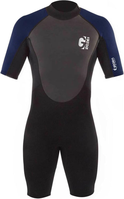 GUL Mens G-Force 3mm Back Zip Shorty Wetsuit - Schwarz Navy - Easy Stretch - 80% D-Flex - Panels für