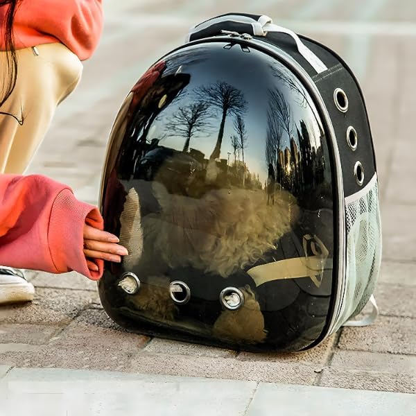 Retoo Katzenrucksack Hunderucksack mit Vornes Transparentes Fenster und Reissverschluss, 42x35x25cm,