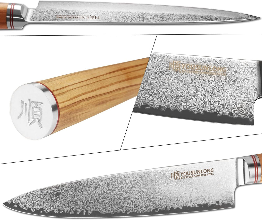 YOUSUNLONG Kochmesser 20,32cm schärfstes Küchenmesser - Japanischer gehämmerter Damaststahl - italie