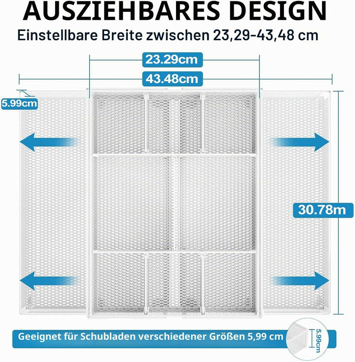 Marbrasse Schreibtisch Organizer mit Schubladen,Netz Schubladenbox mit 10 Verstellbaren Fächern und