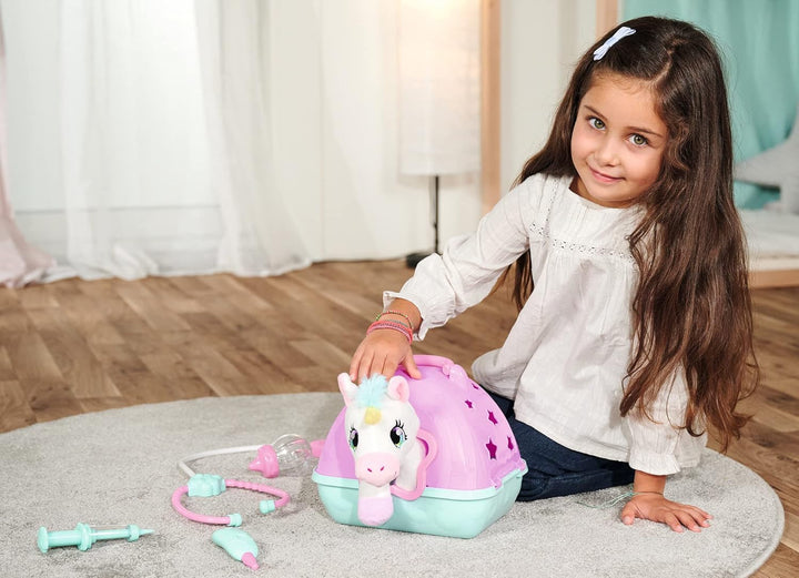 Simba 105542140 - Doktorkoffer mit Plüsch Einhorn, 20cm, Koffer 23x20cm zum Aufklappen, ab 3 Jahre