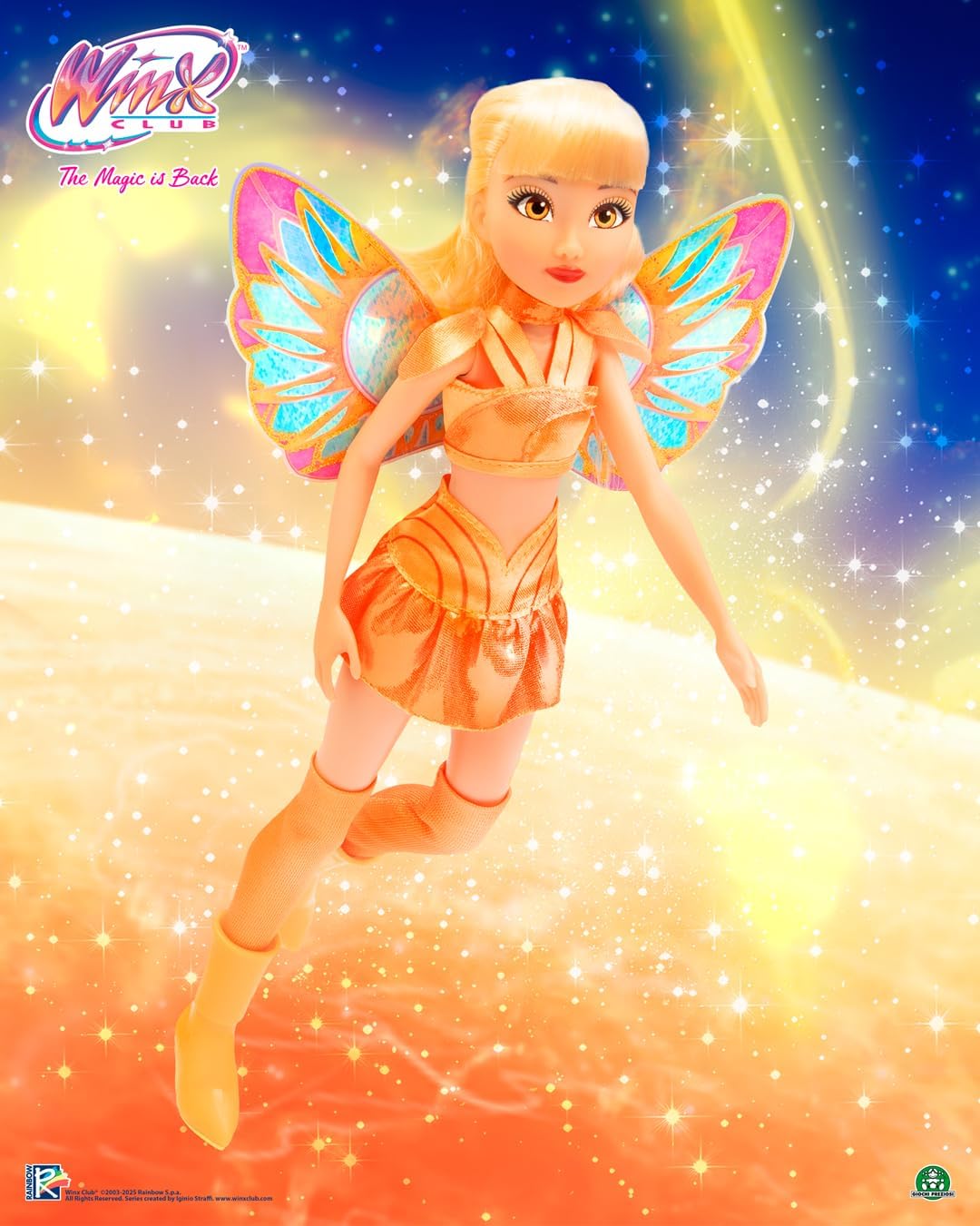 Winx Fairy Doll – Stella with Glitter Wings & Articulated Joints – Removable Fairy Accessories – Rad