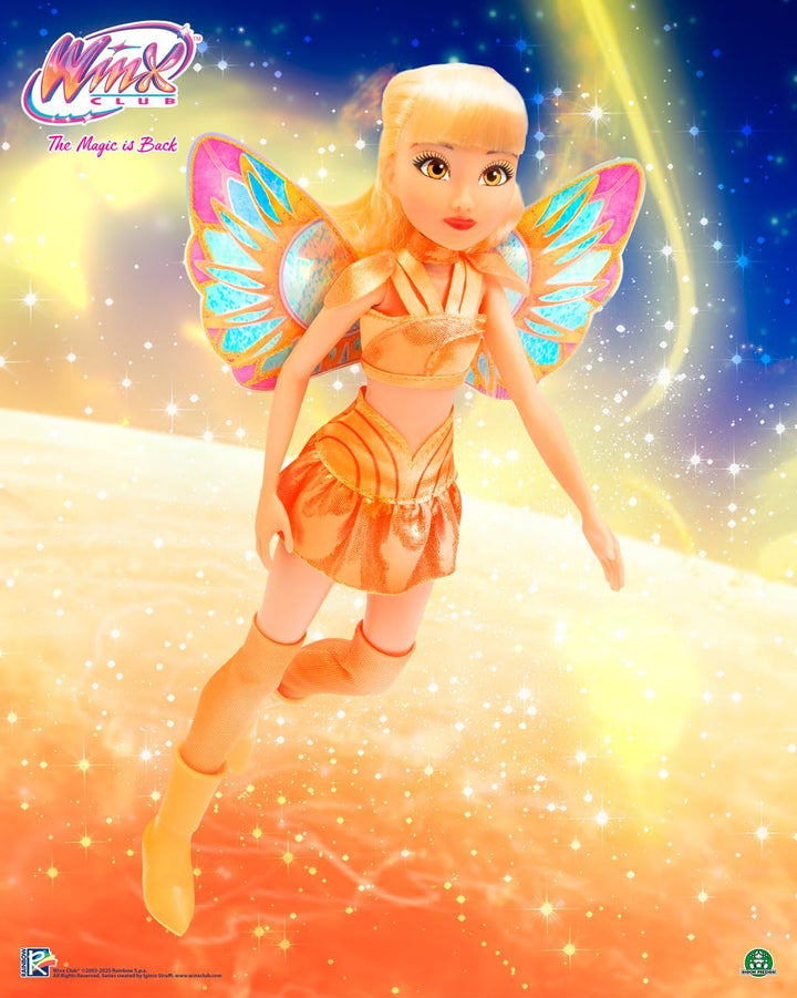 Winx Fairy Doll – Stella with Glitter Wings & Articulated Joints – Removable Fairy Accessories – Rad