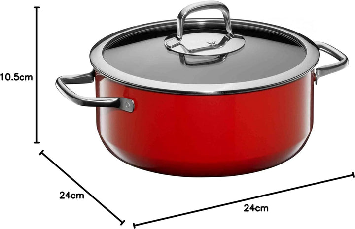 WMF Fusiontec Compact Kochtopf gross 24 cm, Glasdeckel, Bratentopf Induktion 4,5l,High-Tech Keramik,