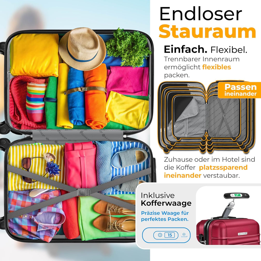 KESSER® 4tlg. Hartschalenkofferset Hard Shell Basic Hartschalenkoffer Trolley Koffer Reisekoffer Rei