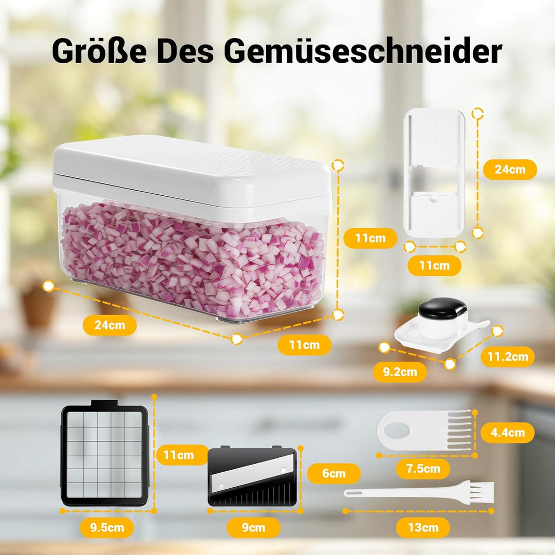 Gemüseschneider, Mandoline Gemüsehobel, Gurkenhobel Zwiebelschneider, 12 in 1 Multifunktionaler Gemü