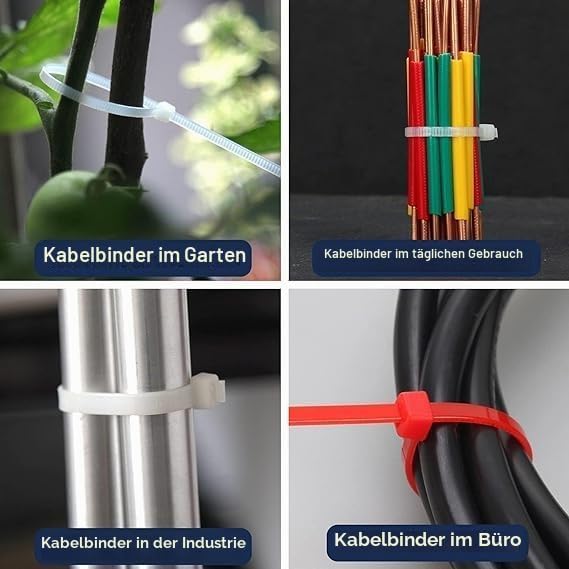 XINGO 1000 Stück Kabelbinder Orange, 300mm x 4.8mm, 22,7 kg Zugfestigkeit, UV-beständig, Selbstsiche