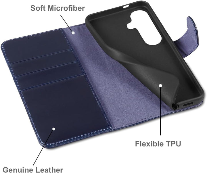 LENSUN Echtleder Handyhülle für Samsung Galaxy S26 5G, Lederhülle [Brieftasche][Bookstyle][Premium L