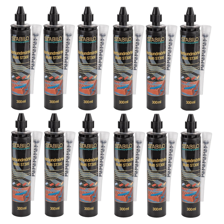 12x Stabilo Verbundmörtel, Injektionsmörtel, Mörtel mit Option 7, ETA-Zulassung, 300 ml
