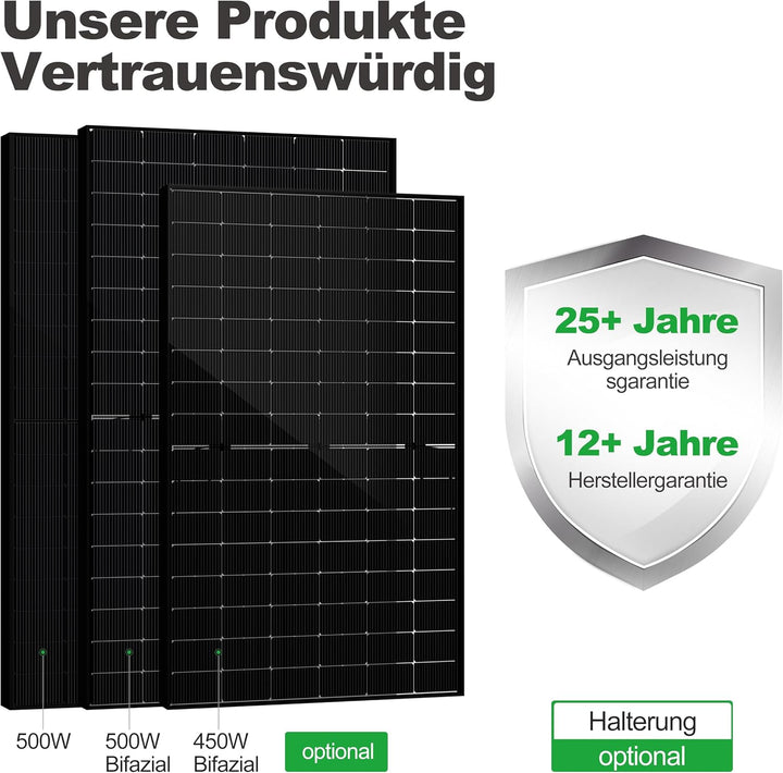 SAKETE Solarmodul 500W X 29, N-Typ Full Black Solarpanel mit Halbzellen-Technologie, geeignet für Ba