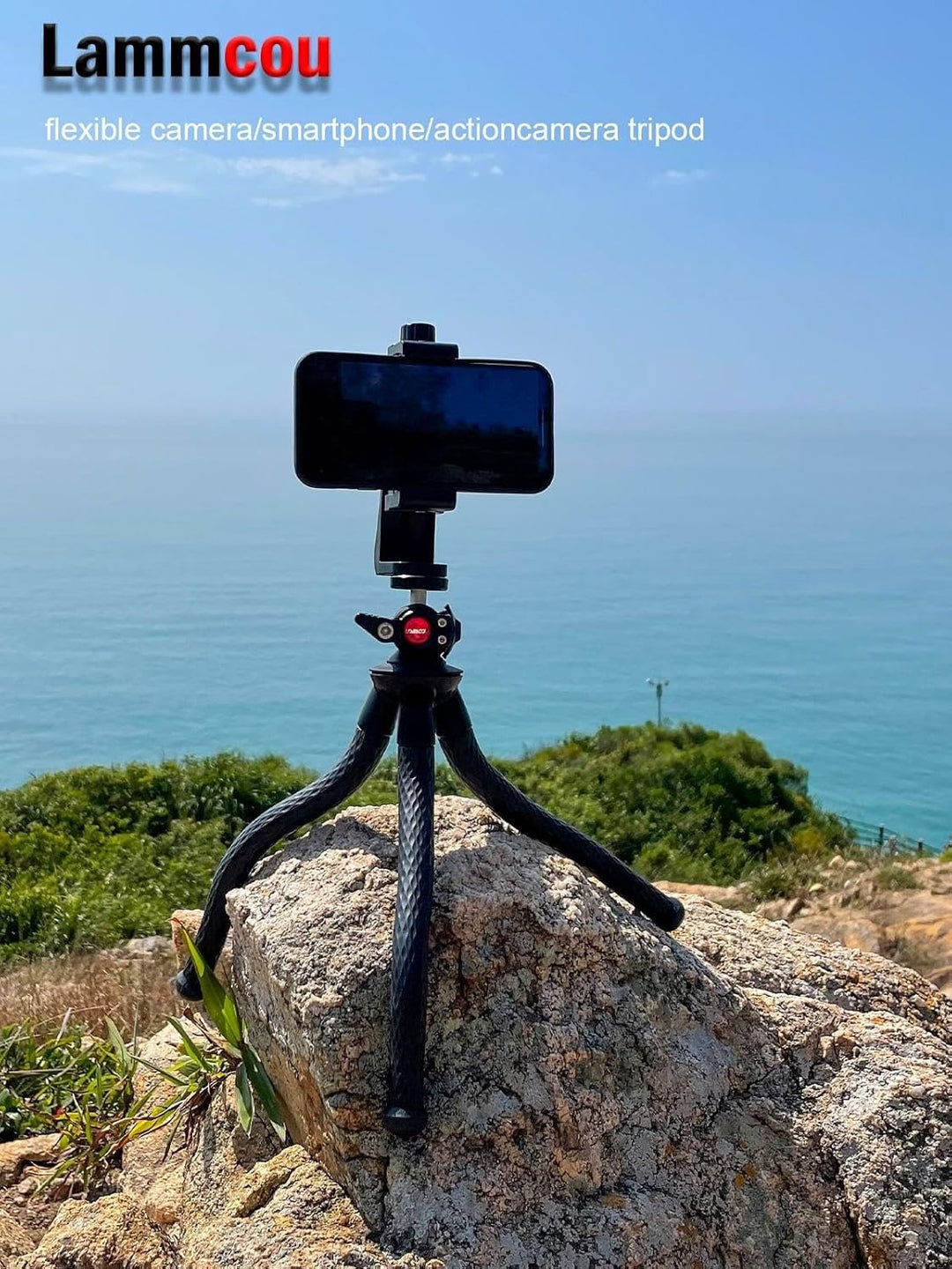 Lammcou Handy Stativ, Flexibel Stativ für Smartphone mit Voll Schwenkbar Kugelneiger & Vertikale und