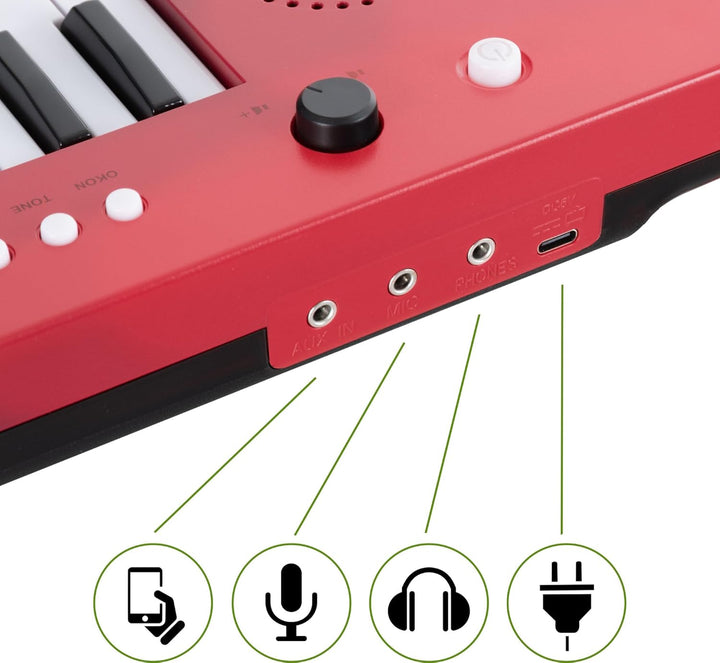McGrey KT-3712 Kinderkeyboard - 37 Tasten - Inklusive Tragegurt und Mikrofon - Betrieb über Akku und