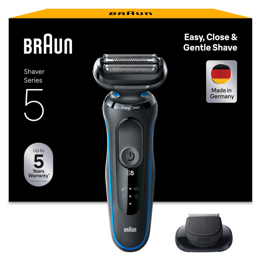 Braun Series 5 Elektrorasierer, EasyClean Rasierer Herren, Wet & Dry, Geschenk Mann, Made in Germany