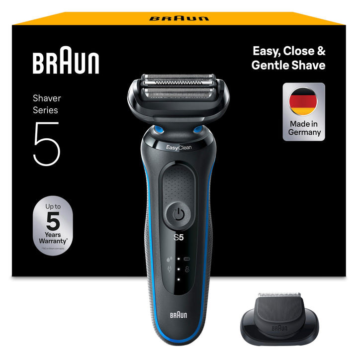 Braun Series 5 Elektrorasierer, EasyClean Rasierer Herren, Wet & Dry, Geschenk Mann, Made in Germany