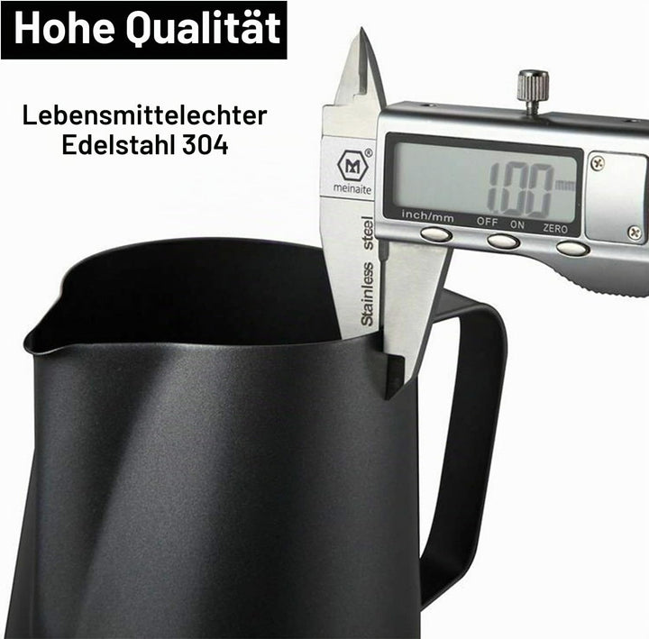 900ML Edelstahl Milchkännchen Kit Milchaufschäumer Kännchen mit Messung Mark und Latte Art Stift Sch