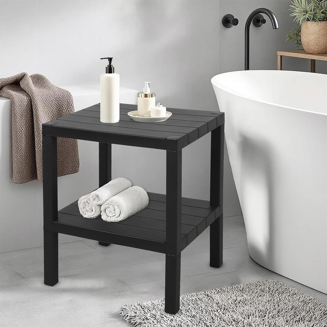 Spetebo Kunststoff Beistelltisch klein in anthrazit mit 2 Ablagen - 45 x 38 cm - Standregal rechteck
