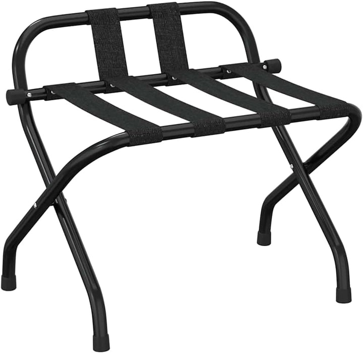 Gepäckablage mit Rückenlehne und klappbarem Metallgestell für Koffer, Schwarz, 56x39x52 cm Schwarz 1