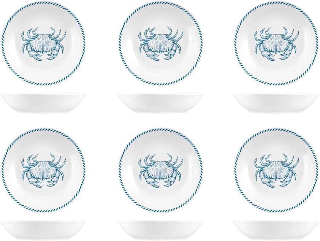 H&amp;H Set mit 6 Suppentellern, Linie Ocean, Ø 20 cm, aus Steinzeug, spülmaschinenfest