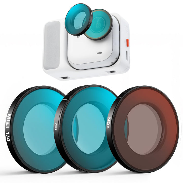 Haoge Objektivfilter-Set für Insta360 GO Ultra, inkl. CPL, Black Diffusion 1/4, ND8 und Displayschut