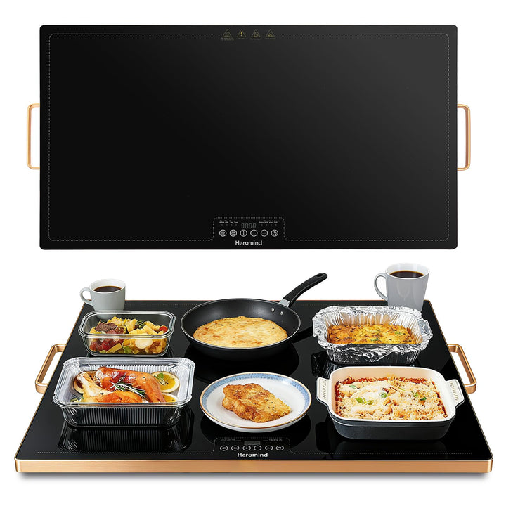 Warmhalteplatte 80x45 cm, 450W Professionelle Wärmeplatte, Touchscreen, Edelstahl-Rahmen, Mit Griff,