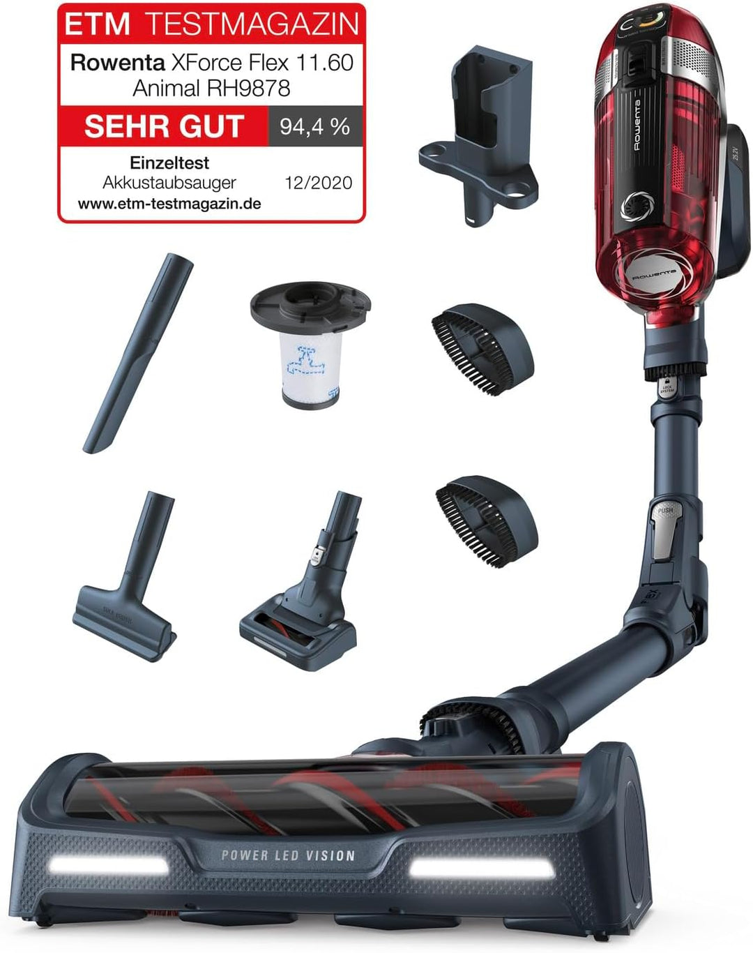 Rowenta X-FORCE FLEX 11.60 Animal RH9878 |Akku& Handstaubsauger|Hohe Saugleistung|45 Min Laufzeit|Sm