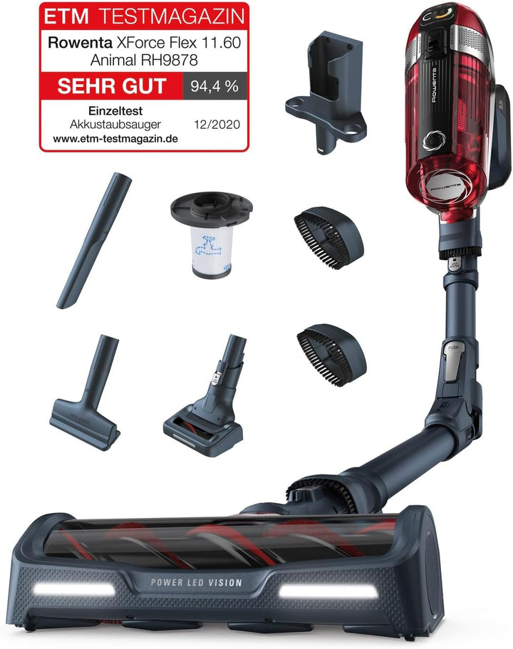 Rowenta X-FORCE FLEX 11.60 Animal RH9878 |Akku& Handstaubsauger|Hohe Saugleistung|45 Min Laufzeit|Sm