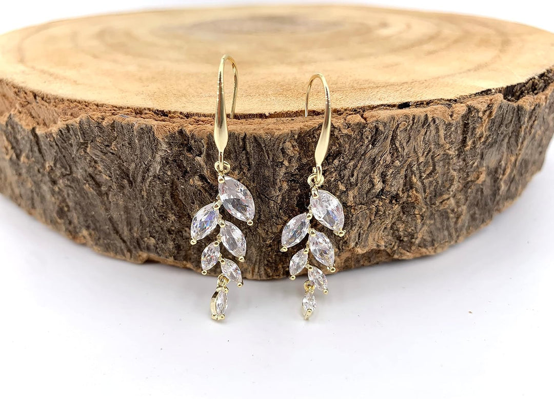ONDEGO® Gold Ohrringe Ohrstecker Brautschmuck Geschenk Schmuck Blatt Blätter