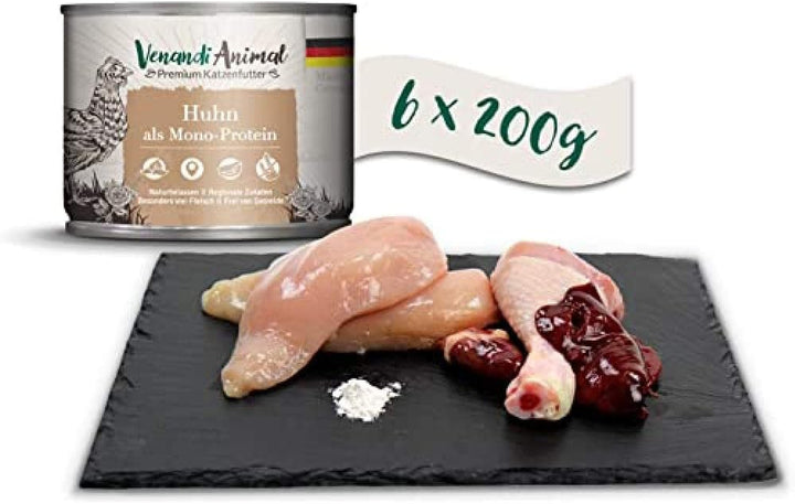 Venandi Animal Premium Nassfutter für Katzen, Truthahn als Monoprotein, 6 x 200 g, 1.2 kg & Premium