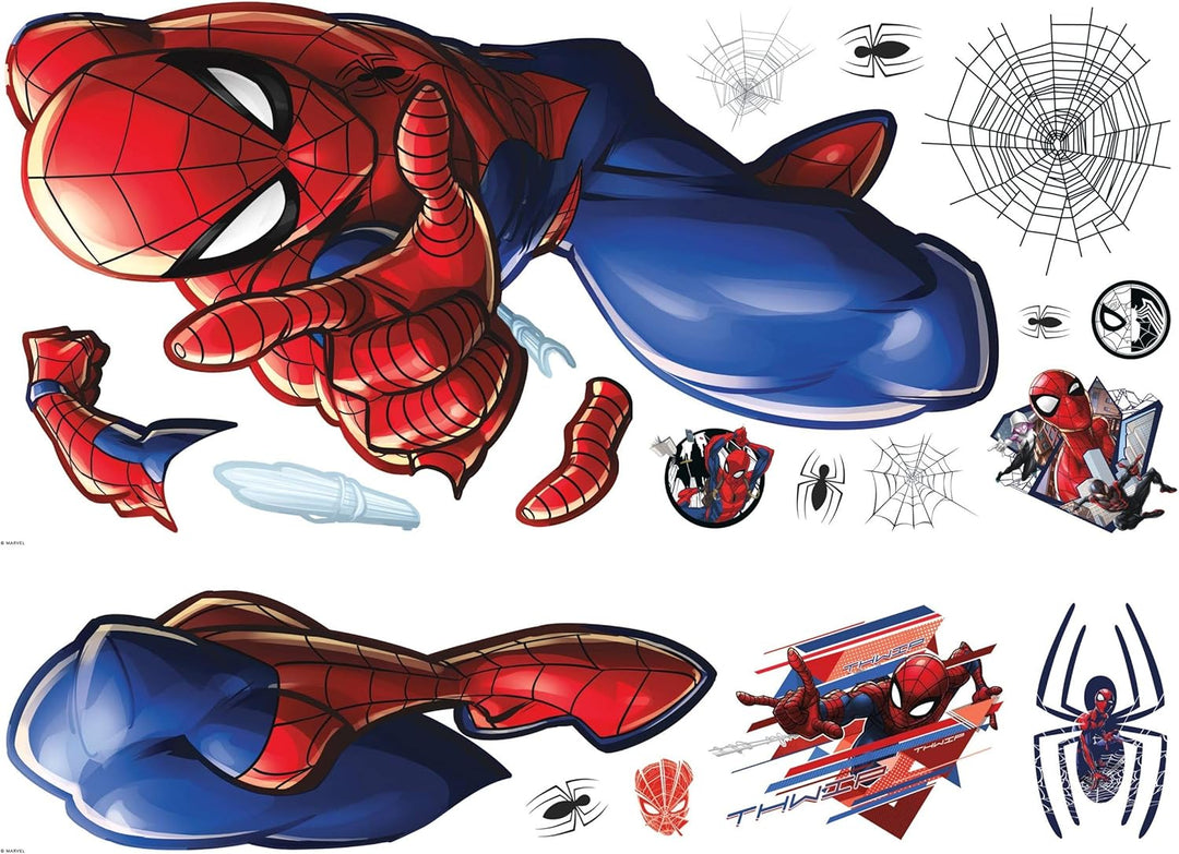 RoomMates Riesiger wiederverwendbarer Spiderman-Aufkleber, Blau, Rot, Schwarz, Spiderman