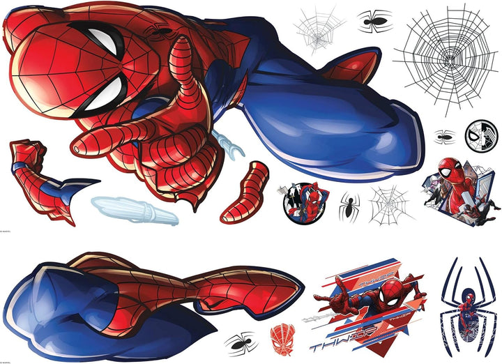 RoomMates Riesiger wiederverwendbarer Spiderman-Aufkleber, Blau, Rot, Schwarz, Spiderman
