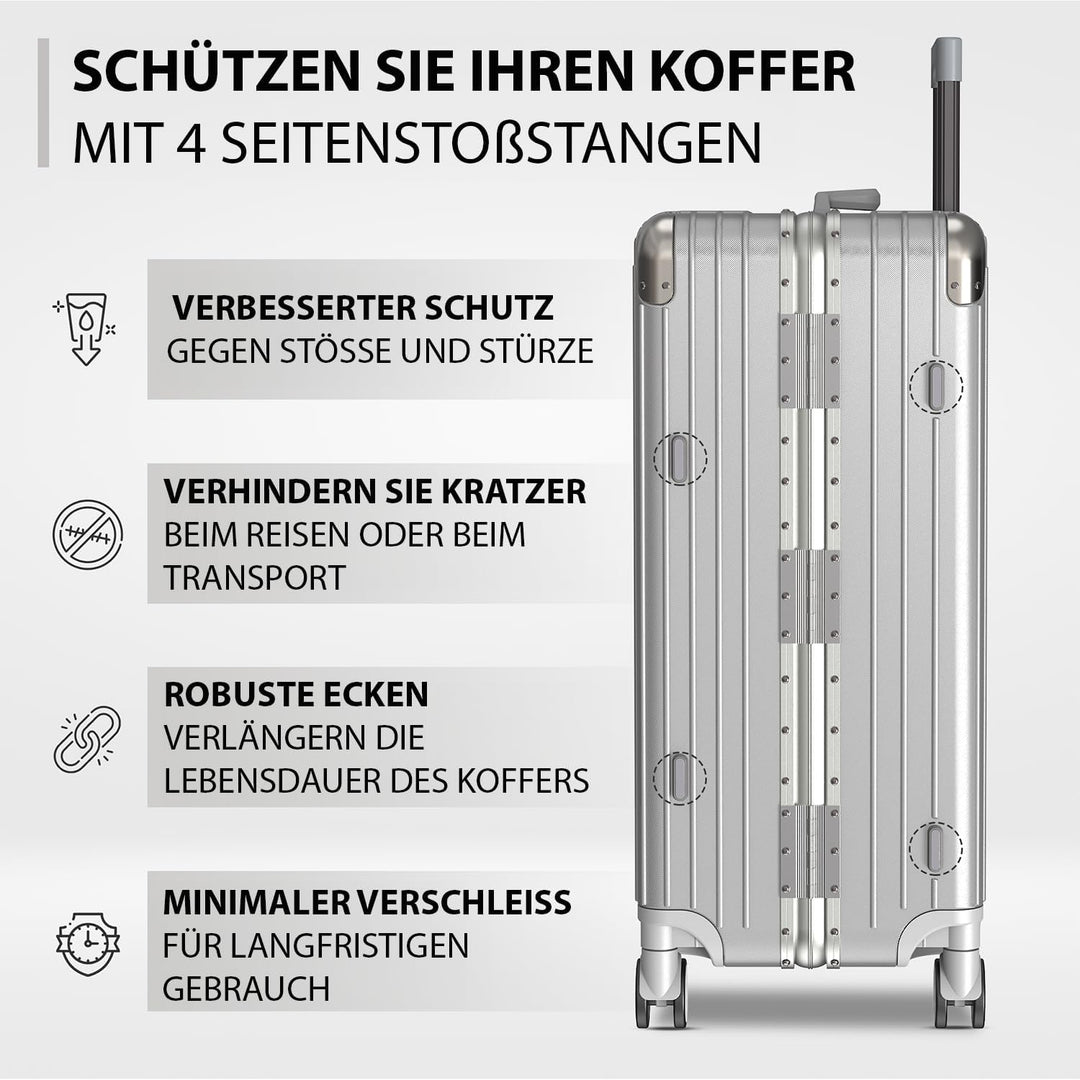 Voyagoux Koffer - 72L, Hartschalenkoffer mittelgross, TSA-Schloss, Aluminium, Reisekoffer mit Rollen