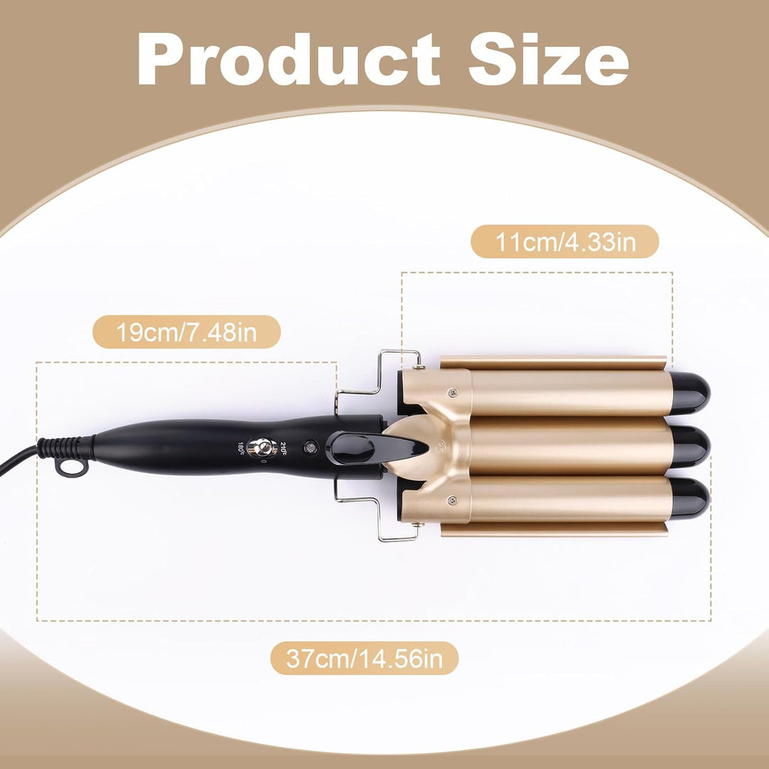 Welleneisen für Haare,lockenstab mit 3 Fässer stäben mit einstellbarer Temperatur,Welleneisen Locken