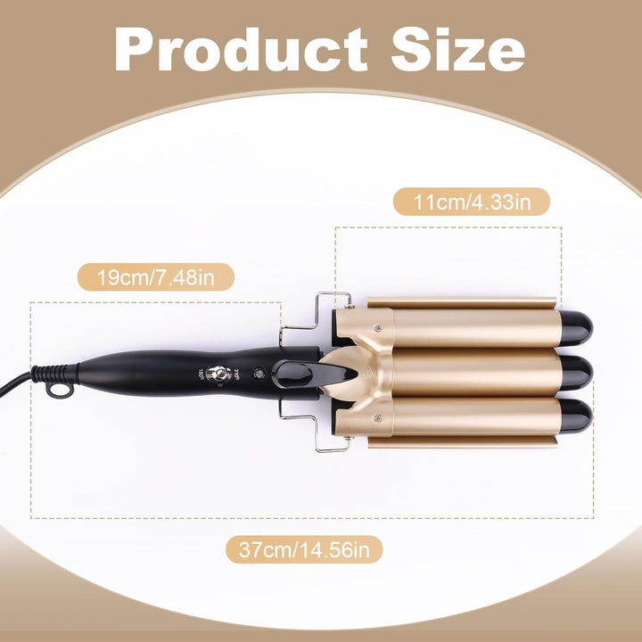 Welleneisen für Haare,lockenstab mit 3 Fässer stäben mit einstellbarer Temperatur,Welleneisen Locken
