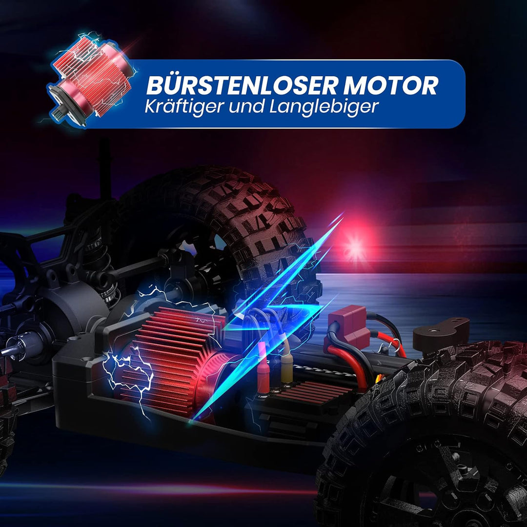 DEERC 200E Ferngesteuertes Auto mit Bürstenloser Motor, 4WD 1:10 RC Car Geländewagen Offroad mit 2 A