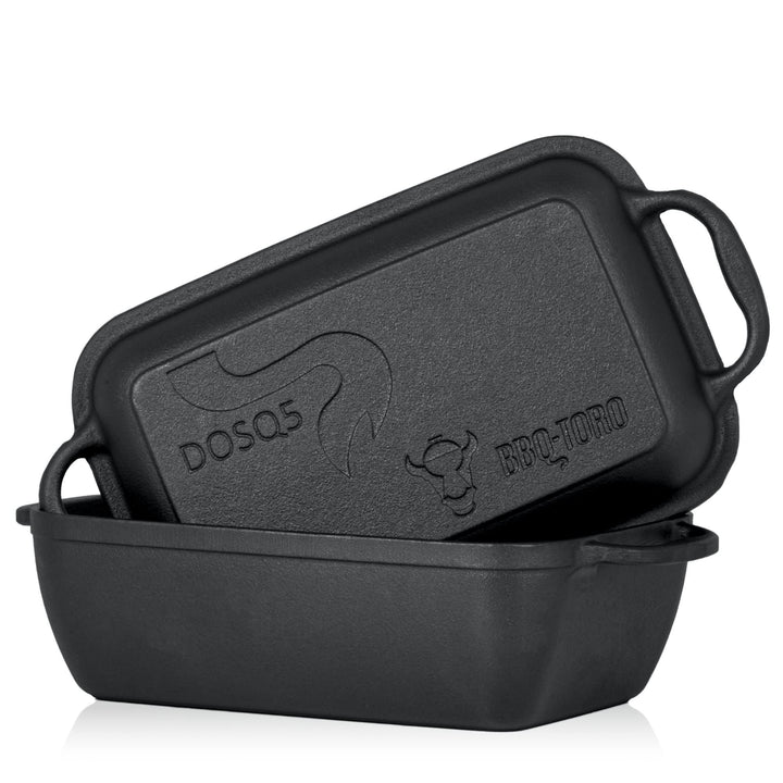 BBQ-Toro Gusseiserner Bräter mit Deckel 4,5 Liter | 2in1 - Gusseisenpfanne + Schmortopf | Brotbackfo