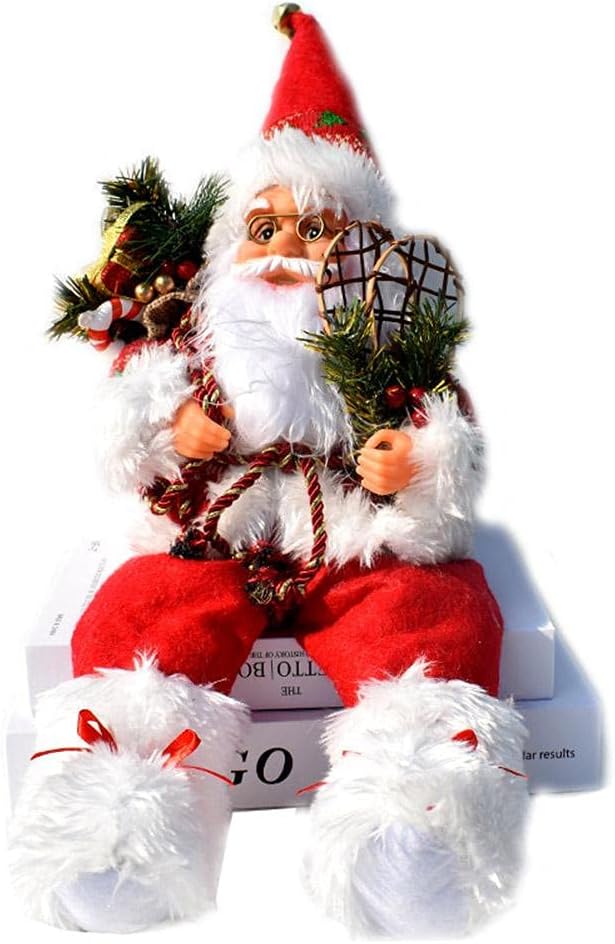 HUSHUI Weihnachtssitzende Figur Stehender Weihnachtsmann,Weihnachtsvitrine Dekoration Sitzender Weih