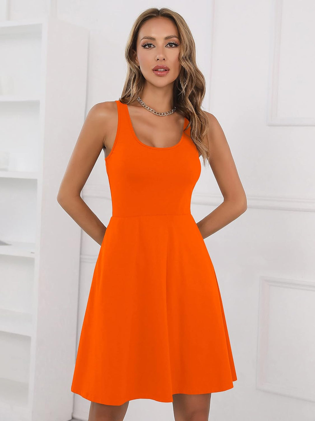 Missufe Damen Sommerkleid Minikleid Rockabilly Freizeitkleid Skaterkleid Kurzes Tank Kleider XL Oran