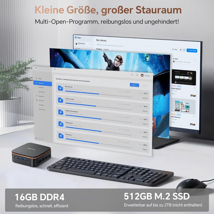 Blackview MP20 Mini PC Intel Twin Lake N150(bis zu 3,6 GHz), 16GB RAM 512GB SSD M.2 Micro Desktop Co