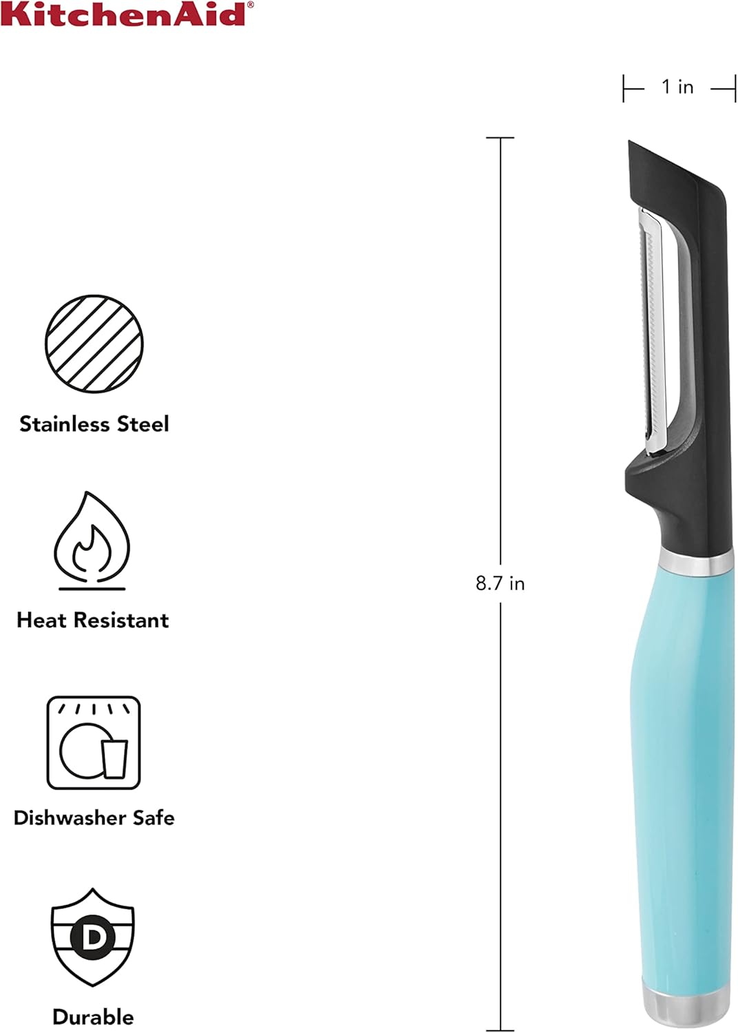 KitchenAid KE112OHAQA Classic Euroschäler, Kunststoff, Aqua Sky 2